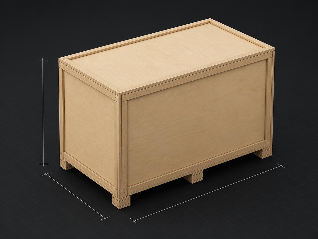 Sperrholzkiste mit Holzrahmen und glatten Plattenflächen
